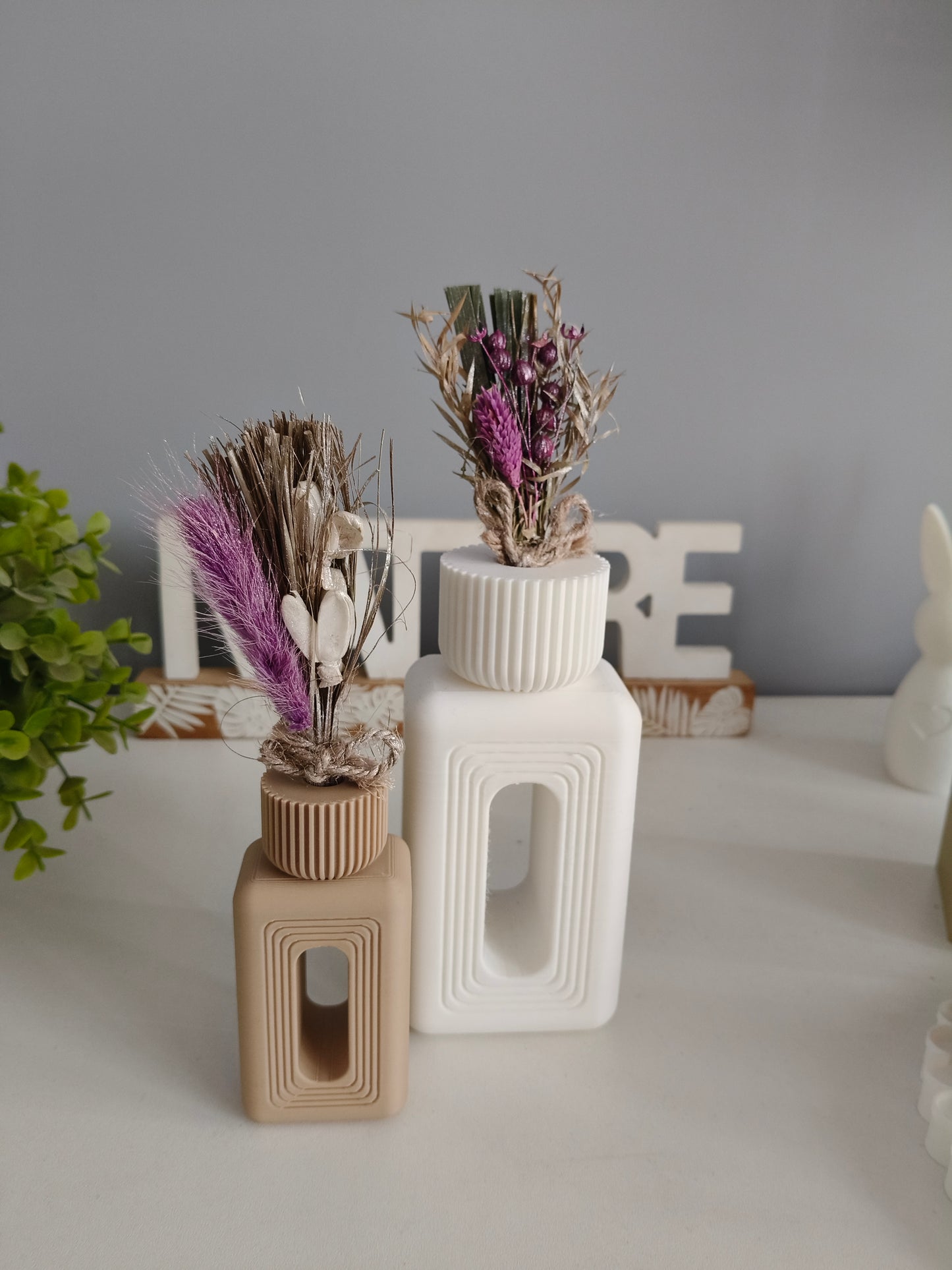 Zestaw 2 Nowoczesnych Wazonów Geometrycznych – Arch Design – Beż i Biel